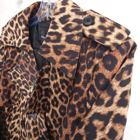 BCBGMAXAZRIA Leopard Trench Coat Large Brown Black New NWT $298 Water resistant - Picture 10 of 10